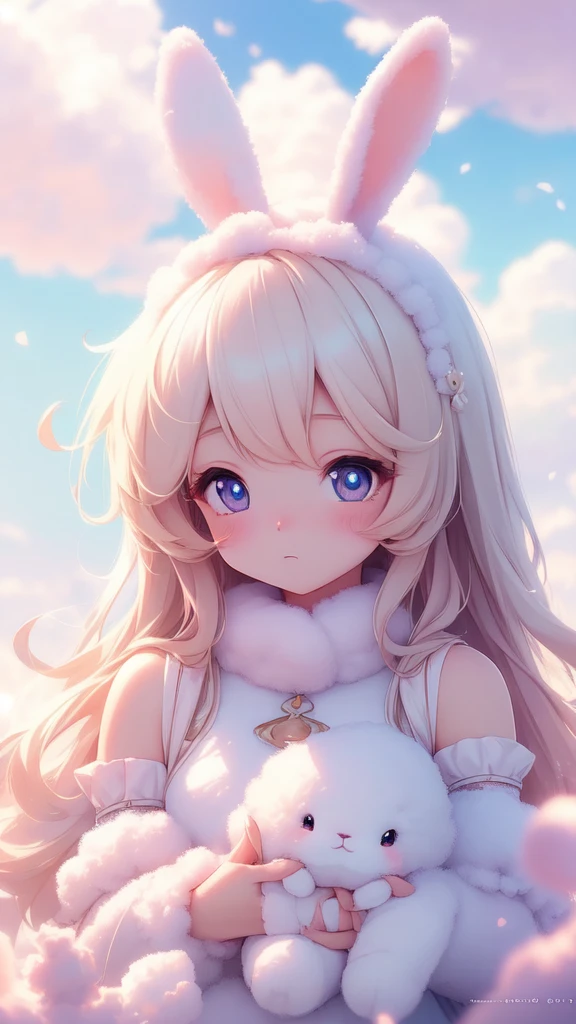 , long hair, cute, heart shaped pupils, solo, white hair, blushing, winter, snow, outdoors, white stockings, sitting on ass, close up, short skirt