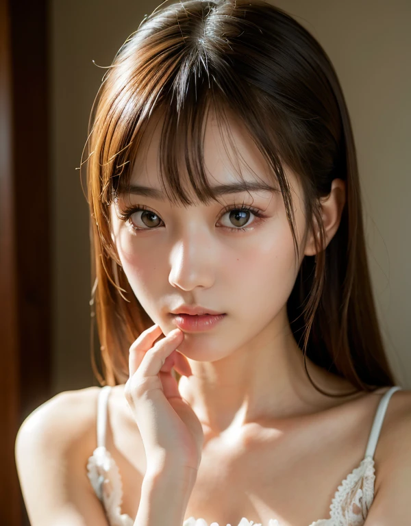 highest quality, face focus, soft light, ultra high resolution, (realistic:1.4), RAW photo,
1 japanese girl, alone, cute, (pupil, light in the eyes), detailed beautiful face, (small box),(High resolution details of human skin texture),
(long hair),
indoor,
Damask Shirt Dress,
(portrait)