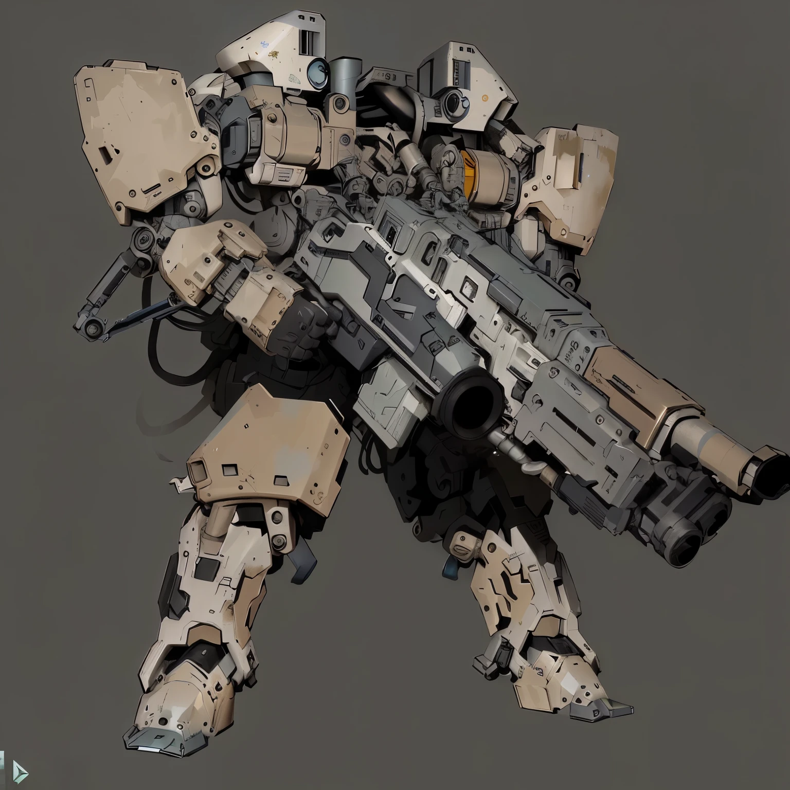 There is a picture of a robot with a gun in its hand., alexandre ferra white Mechaa, alexandre ferra Mechaa, metal gear Mecha, Mecha concept art, painterly humanoid Mechaa, full body Mecha, ferra white Mechaa, Mechaanized art concept, hard surface concept art, white Mechaa, Mecha, Mecha suit, Mecha body