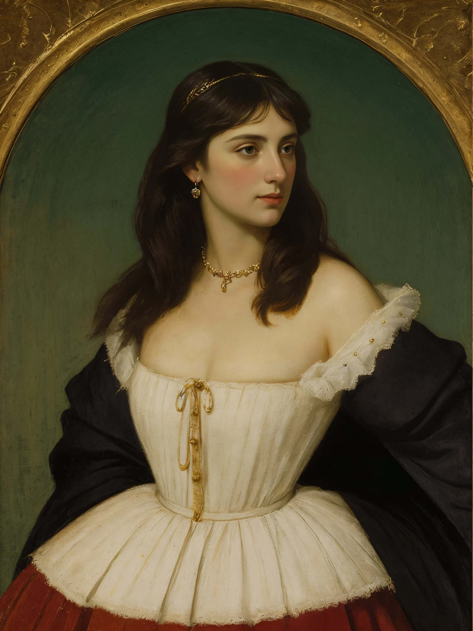 Art by Titian, 15th century painting, black haired noblewoman, prettiest girl in the history