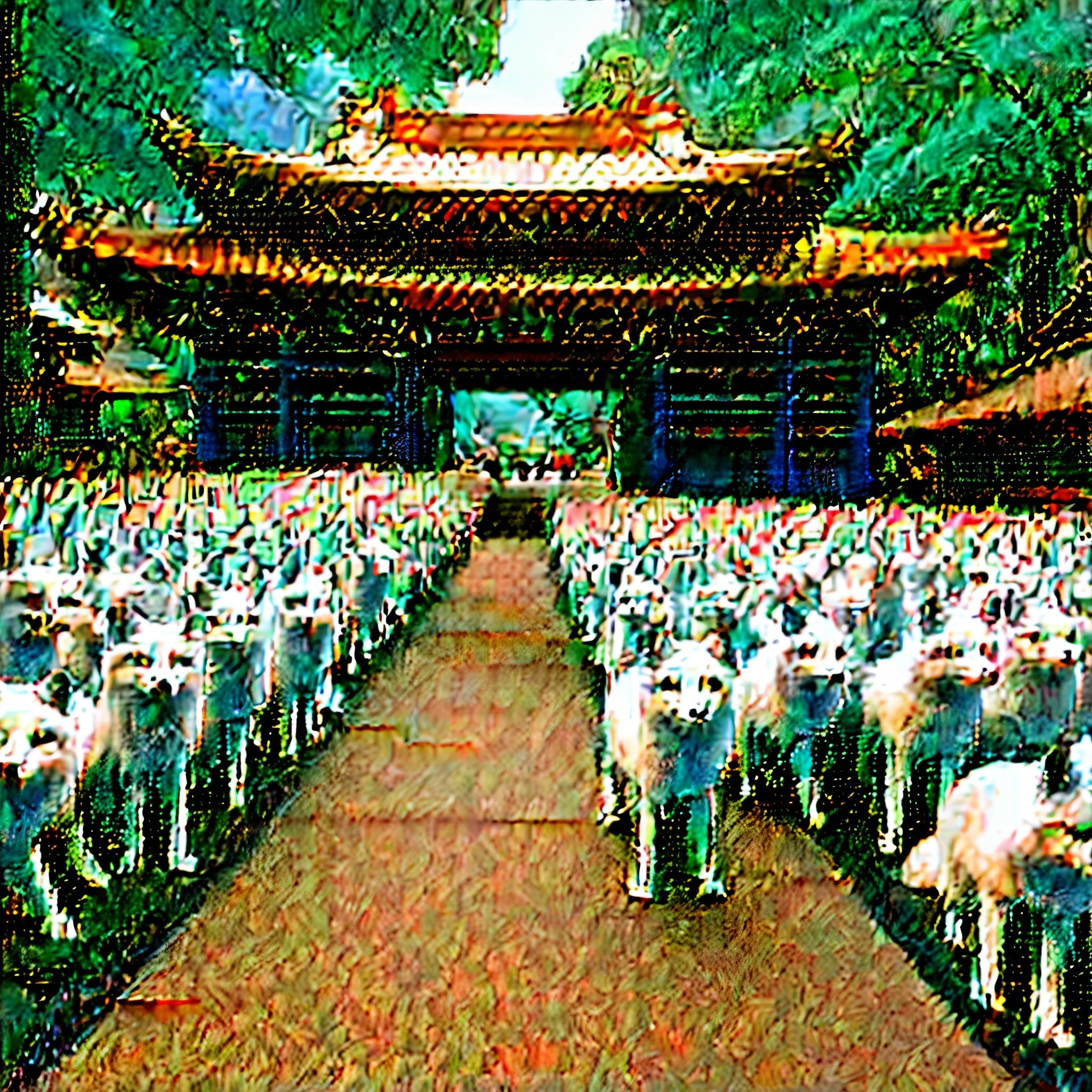 Lined up on both sides of the approach to the shrine、white foxes、Aligned