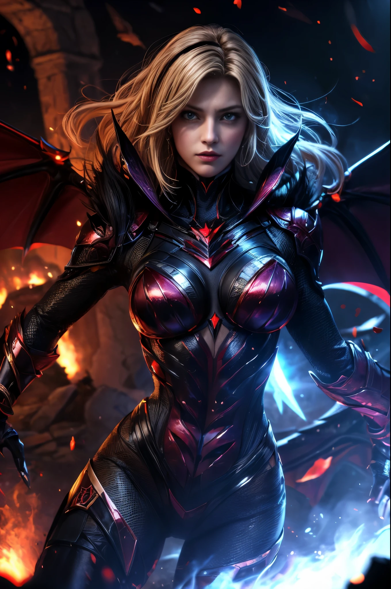 (best quality,4k,8k,highres,masterpiece:1.2),ultra-detailed,(realistic,photorealistic,photo-realistic:1.37), (girl like a bat out of hell), full body, intense expression, demon Wings, flowing hair, athletic physique, dark clothes, dramatic lighting, high contrast, powerful dynamic lines, vibrant colors, fierce eyes, sharp fangs, ethereal atmosphere, intense energy, flying objects, shattered debris, swirling smoke, epic background, moonlit night, mysterious shadows
,demonictech,better_hands,hands