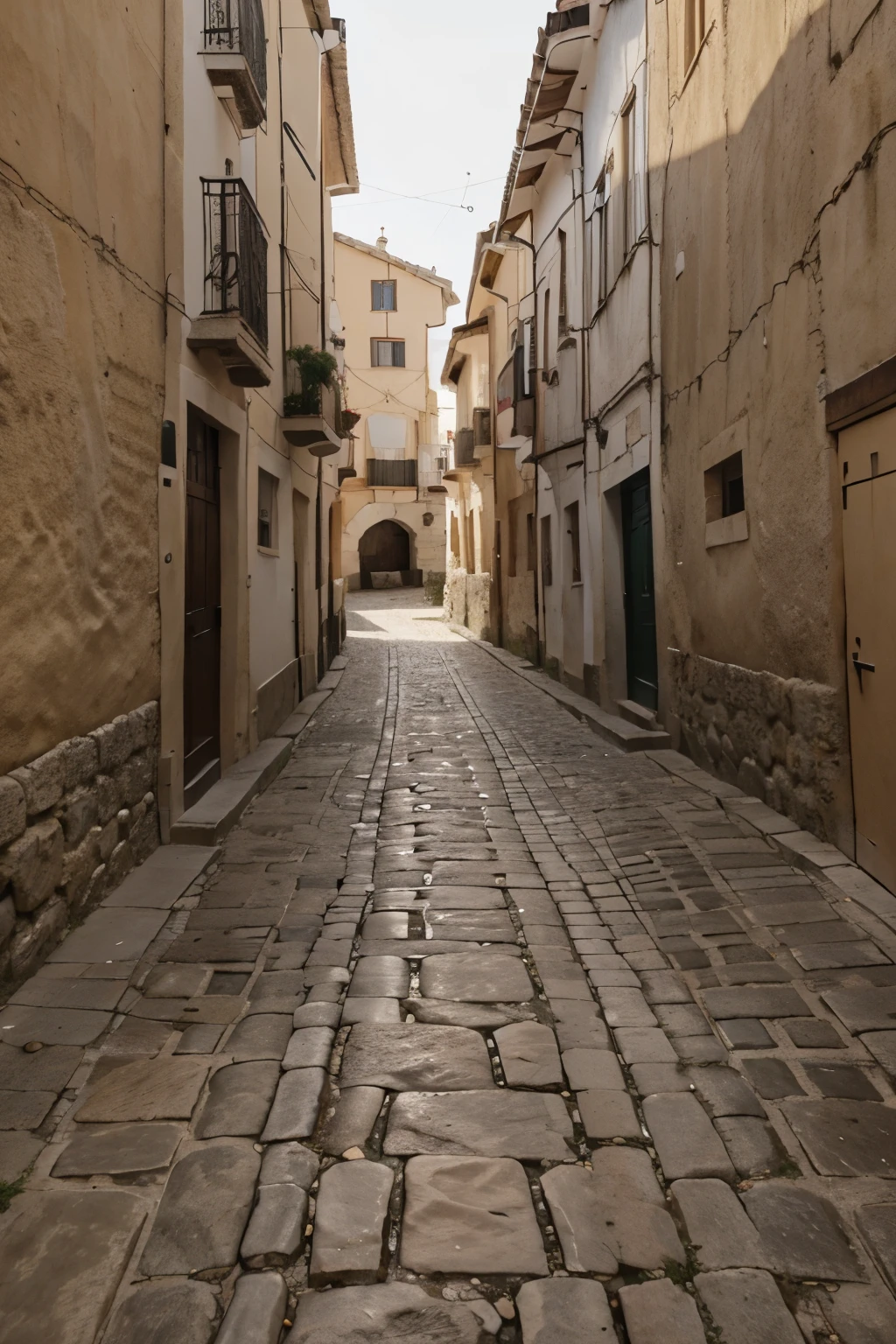 calle pavimentada de piedra, camino romano antiguo, sin gente 