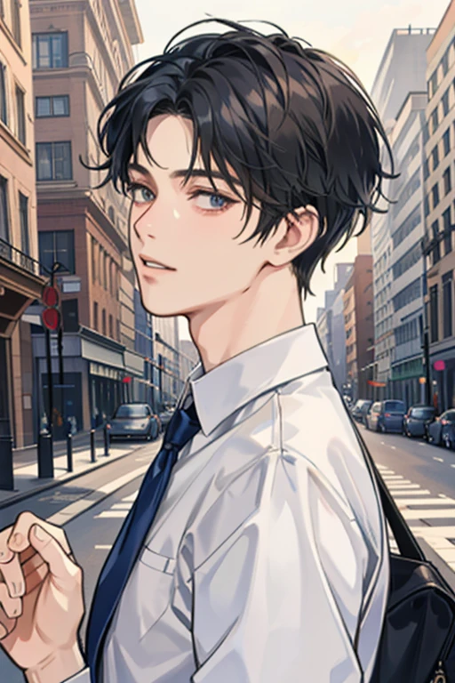 1 male,Short hair on the back,modern,Business giants,Very detailed,(8k,exquisite CG)