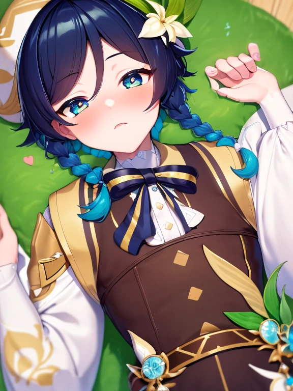 Venti, paizuri, genshin impact, petite, cute, effeminate, boy blue braids, best quality,4k,8k,highres,masterpiece:1.2),ultra-detailed