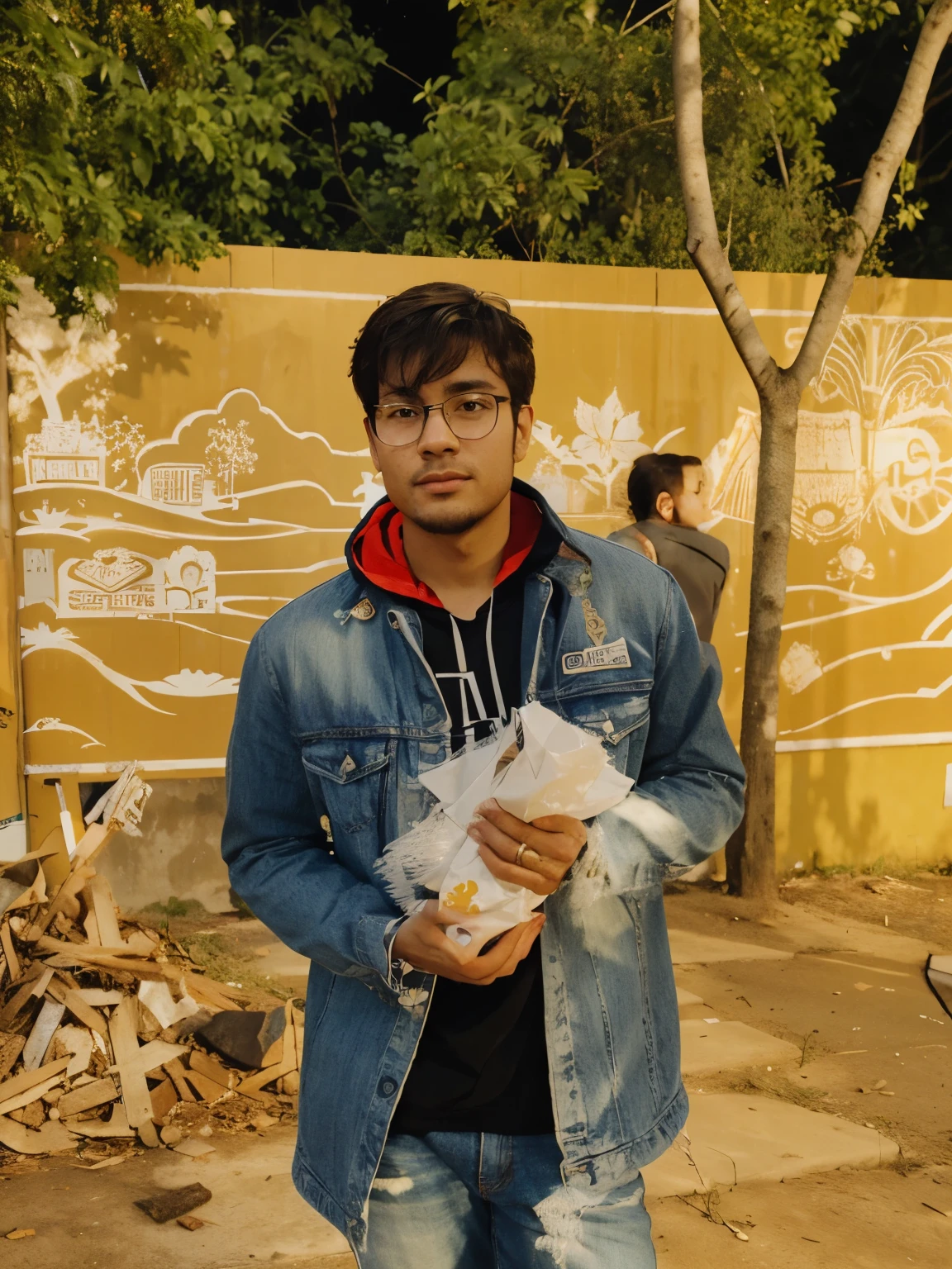 Portrait gaming background and wearing a stylish clothes