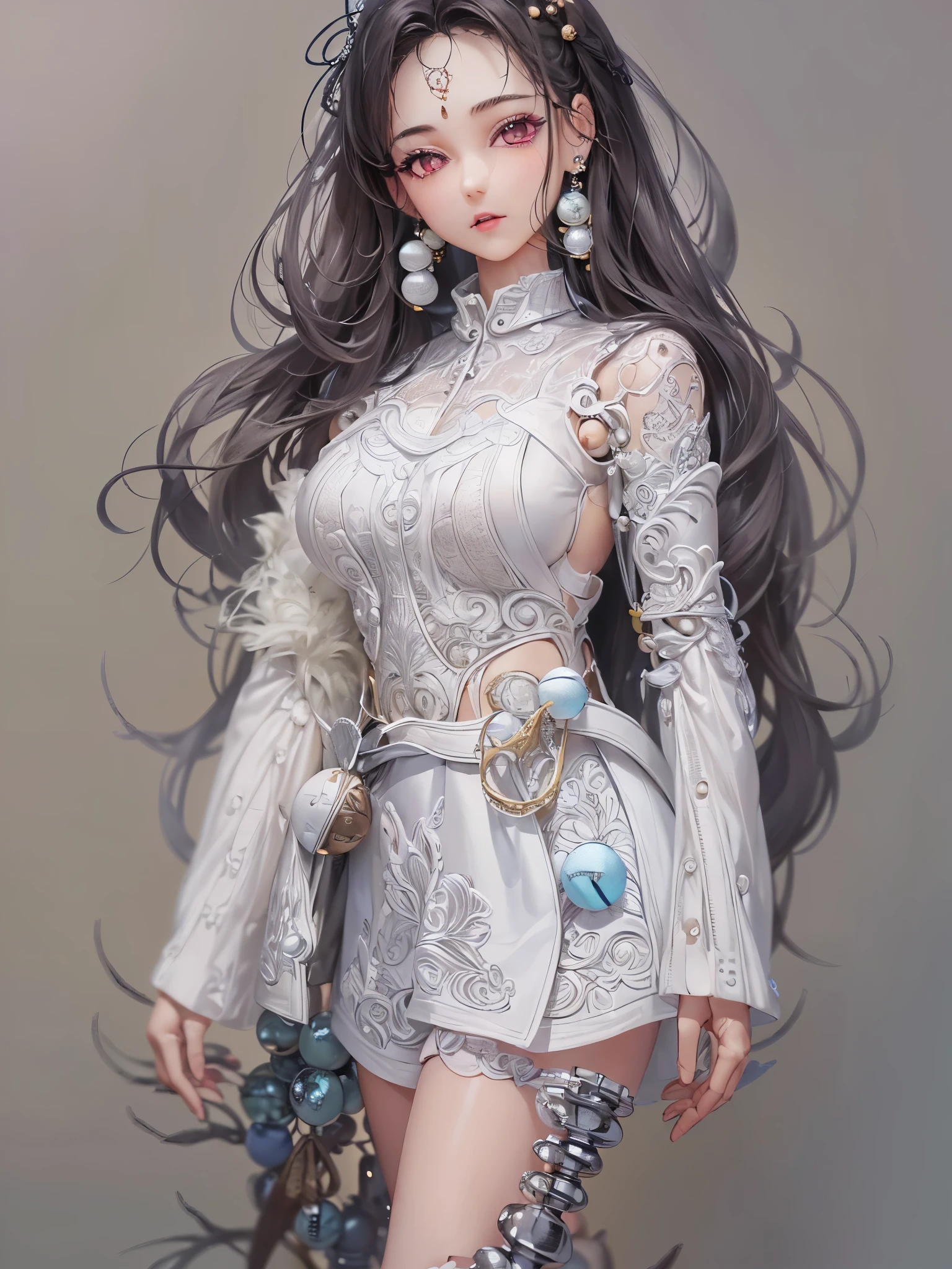 ((highest quality)),(ultra high resolution),(Super detailed),(detailed description),((best CG)),(best work of art),super precision art,great drawing art,(Art with precise details:1.5), (1 female doll:1.6),beautiful and neat face:1.6,((ball joint:1.7))