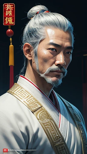oriental、ancient chinese man in white clothes、ancient chinese hairstyle man、three kingdom、multiple warlords、highest quality、masterpiece、ultra high resolution、(Photoreal:1.4)、game poster、inside the house、Upper body、highest quality、masterpiece、ultra high resolution、(Photoreal:1.4)、game poster