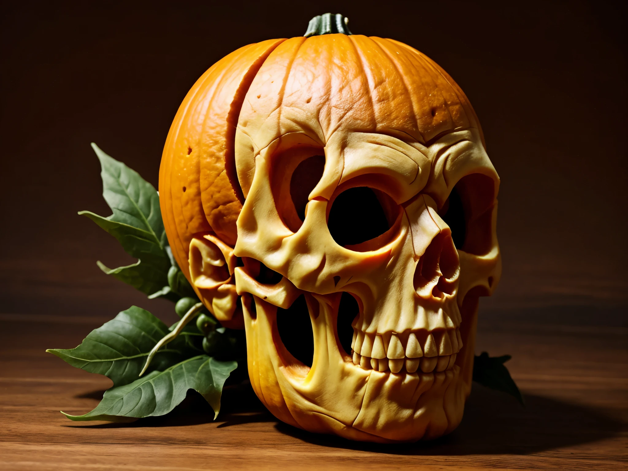 best quality, super detailed, lifelike,3d rendering, Pumpkin carving,skull
