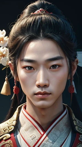 oriental、ancient chinese man in white clothes、ancient chinese hairstyle man、three kingdom、multiple warlords、highest quality、masterpiece、ultra high resolution、(Photoreal:1.4)、game poster、inside the house、Upper body、highest quality、masterpiece、ultra high resolution、(Photoreal:1.4)、game poster