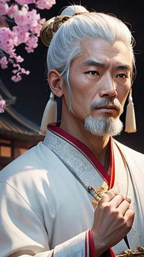 oriental、ancient chinese man in white clothes、ancient chinese hairstyle man、three kingdom、multiple warlords、highest quality、masterpiece、ultra high resolution、(Photoreal:1.4)、game poster、inside the house、Upper body、highest quality、masterpiece、ultra high resolution、(Photoreal:1.4)、game poster