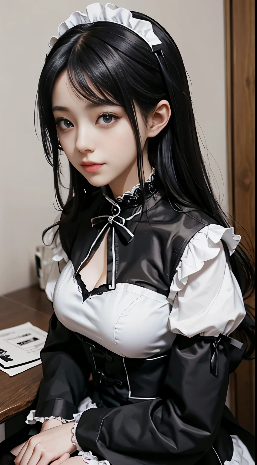 Ms. Feder, dressed in black and white, poses for a photo, A catboy's! maid! skirt, Japanese cartoons girl , anime girl in a maid costume, gorgeous maid, Azure Lane style, maid outfit, photo, , Albedo of Overlord, Japanese cartoons , Various cute poseascinating portrait of Tifa Lockhart, a scene from《Azure Lane》Electronic games