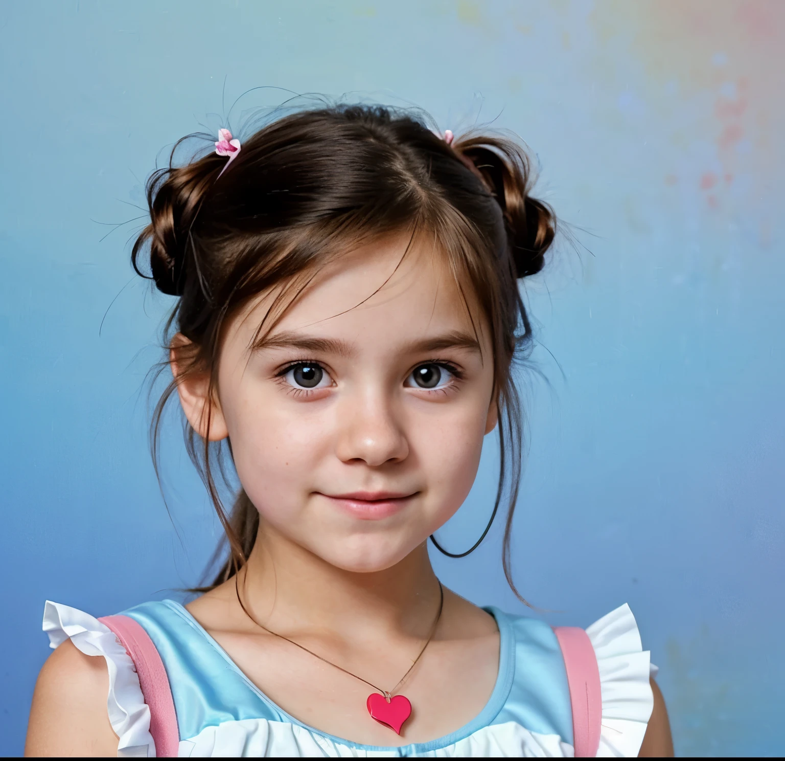 there  a young girl with a blue and pink dress holding a tennis racket, realistic studio portrait, young girl, portrait young girl, girl portrait, digital art portrait, realistic cute girl painting, photo realistic portrait, portrait girl, realistic portrait photo, portrait of cute girl, portrait of a cute girl, digital art. photo realistic, realistic digital painting, portrait digital art