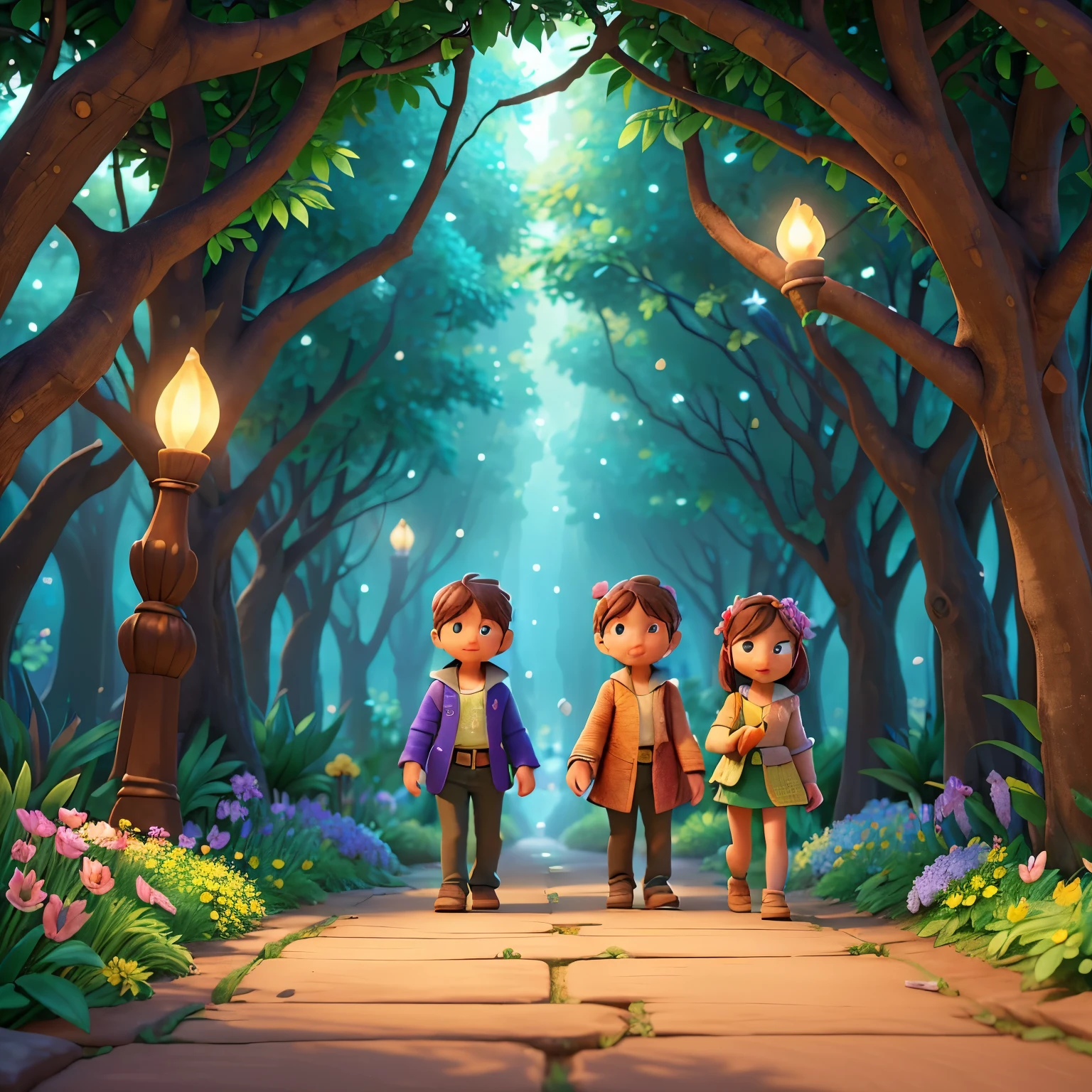 (best quality, 4k, ultra-detailed, vivid colors:1.2), A group of adventurers set out on a quest to find a hidden treasure. They embarked on a thrilling journey, guided by a sparkling path that glimmered with enchantment. The path was lined with an abundance of vibrant and colorful flowers, each one carefully placed as if it held a secret clue to the next step.
As they ventured further, the flowers revealed their intricate beauty, attracting attention with their mesmerizing petals and captivating fragrances. The adventurers marveled at the delicate details of each bloom, from the radiant red roses to the delicate blue forget-me-nots. The air was filled with a symphony of scents, as the sweet aroma of jasmine and lavender wafted through the atmosphere.
The path ahead seemed mysterious and alluring, beckoning them to follow its twists and turns. The adventurers were captivated by the ethereal glow of the surroundings, as if they had entered a realm untouched by time. Sunlight filtered through the trees, casting dappled shadows on the ground and creating a magical ambiance.
As they discovered each flower along the path, the adventurers deciphered the hidden clues encoded within. Intricate patterns on the petals revealed riddles, emphasizing the importance of observation and intuition. Each clue led them closer to the treasure, pushing their determination and