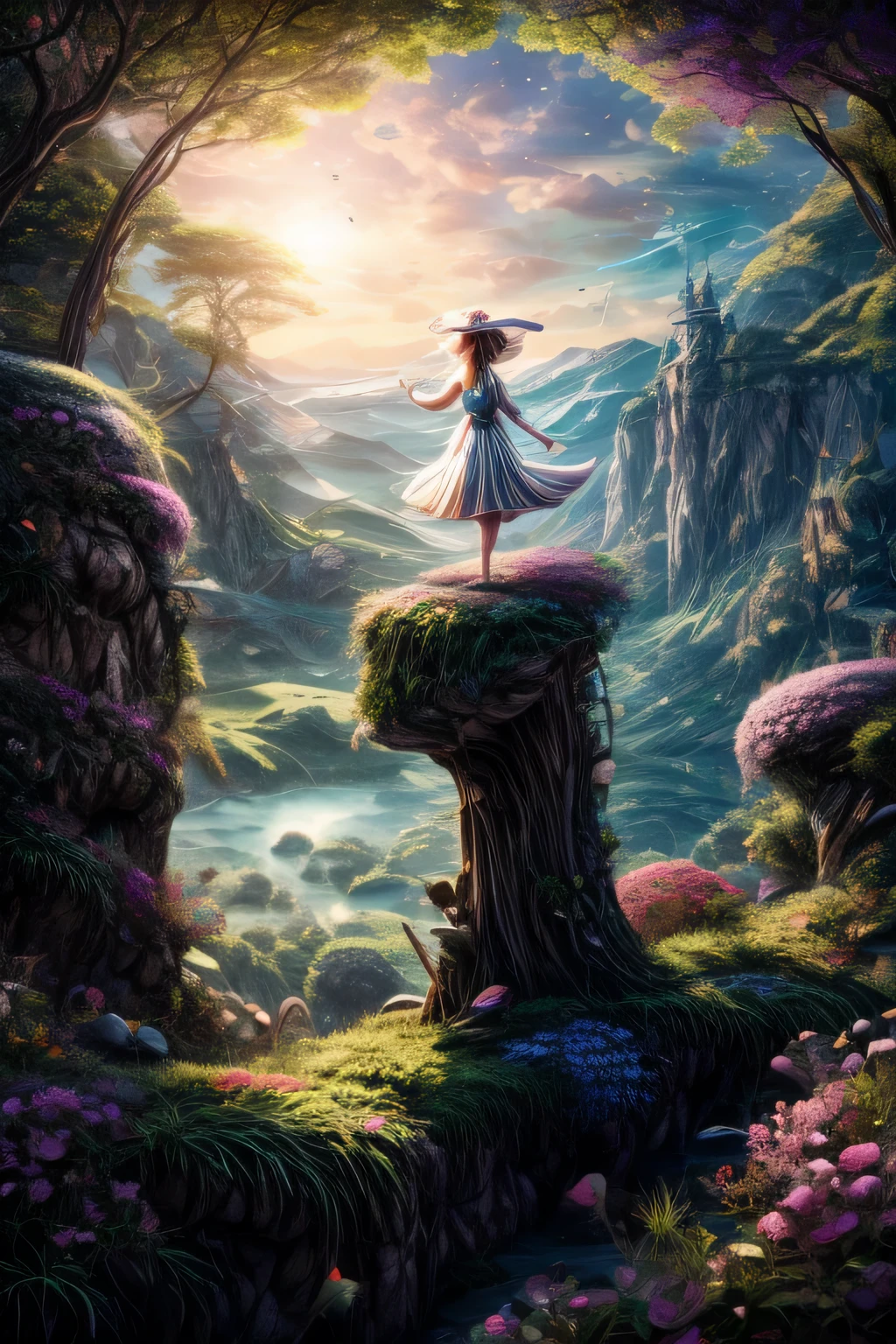Title: "Whimsical Wanderer"
In the cartoon-style artwork titled "Whimsical Wanderer," we encounter a character born from the vivid realms of imagination. This charming figure, with a mischievous twinkle in their eye, epitomizes the joy and curiosity found in the world of animated fantasies.
Rendered in a vibrant color palette, our whimsical wanderer is a delightful fusion of soft pastels and bold primaries. Their animated features tell tales of adventure and wonder, inviting the viewer into a world where the laws of physics yield to the enchantment of imagination.
Dressed in a costume adorned with stars and swirls, our character wields an imaginary wand, ready to conjure dreams and laughter with a mere wave. The exaggeration of their proportions adds a touch of cartoonish charm, with oversized eyes reflecting the boundless enthusiasm of the creative spirit.
Surrounded by a backdrop of fantastical landscapes, the whimsical wanderer stands atop a cloud, floating above a meadow of talking flowers and dancing creatures. Every stroke of the brush captures the essence of pure imagination, bringing to life a cartoon world where reality bends to the whim of the artist's fancy.
The cartoon style is characterized by playful lines and exaggerated shapes, lending a sense of buoyancy to the scene. The character's carefree expression and animated posture convey a sense of perpetual motion, as if they are ready to burst into a lively dance at any moment.
"Whimsical Wanderer" invites the audience to rediscover the joy of unbridled creativity and the boundless possibilities found in the realm of imagination. This cartoon character embodies the spirit of fanciful exploration, encouraging all who encounter them to embrace the magic of whimsy and let their imaginations soar.