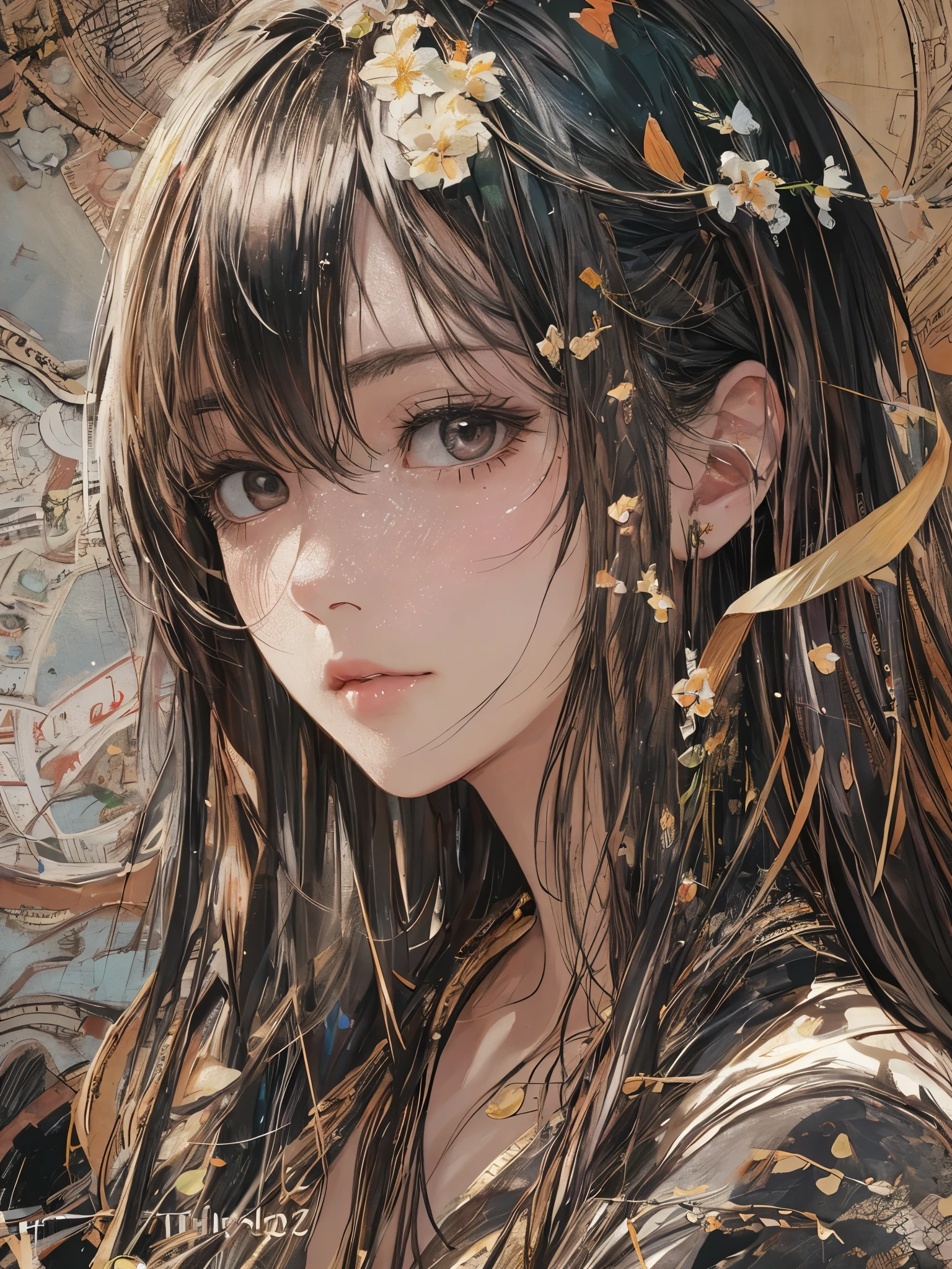 WGZ style,Very detailed portrait of a beautiful woman,Complete face shape,Classical oil painting,author:Shirou Masamune, author:Kim William Tae