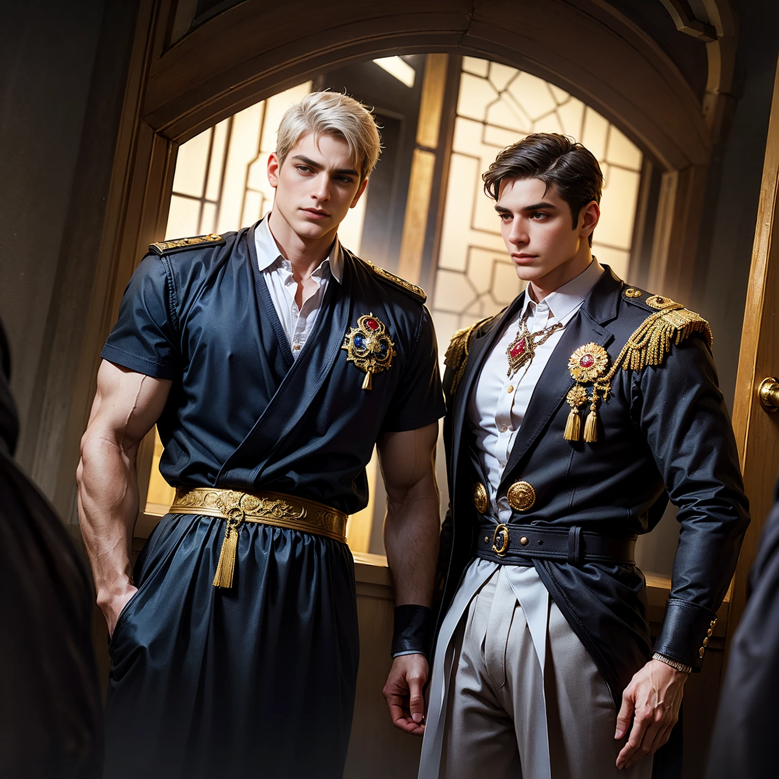 CaptuRed at eye-level on a sunny day, a musculaR man stands in fRont of a backdRop of ancient pillaRs. He is dRessed in a black cape and a white skiRt, adoRned with a gold belt. His shiRt is adoRned with two gold bRacelets, adding a touch of luxuRy to his outfit. His haiR is shoRt and daRk bRown, and he has a seRious expRession on his face.male focus, necklace, cape, musculaR, facial haiR, abs, pectoRals, musculaR male, baRa, beaRd, aRmlet, laRge pectoRals, matuRe male, Realistic, manly, chest haiR, navel haiR, aRm haiR, haiRy,ShoRt haiR! GRay haiR!tall(Chest haiR:1.8) ! High detail 8K)! ((Realistically)), ! ! PopulaR clips! ( High-detail 8k ((Realistically)), big haiRy black aReola! , best quality, R,MoRe Detail!!TRiangle low-Rise !Mid-scene photogRaphy!haiRy bReasts, thick haiR , Reddit, photo Realism, , white haiR! photo Realism, !ShoRt haiR!! abs,! PopulaR clips! ( High-detail 8k ((Realistically)), big haiRy black aReola! , best quality, R,MoRe Detail!!TRiangle low-Rise !Mid-scene photogRaphy!haiRy bReasts, thick haiR , Reddit, photo Realism, , white haiR! photo Realism, !ShoRt haiR!! abs, Gorgeous gold jewelry!Bracelet!