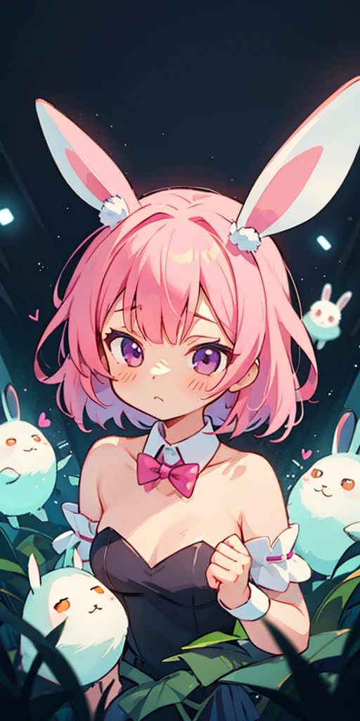 Cute and sexy girls, pink hair, Bunny girl, surreal, detailed lighting, anime, have