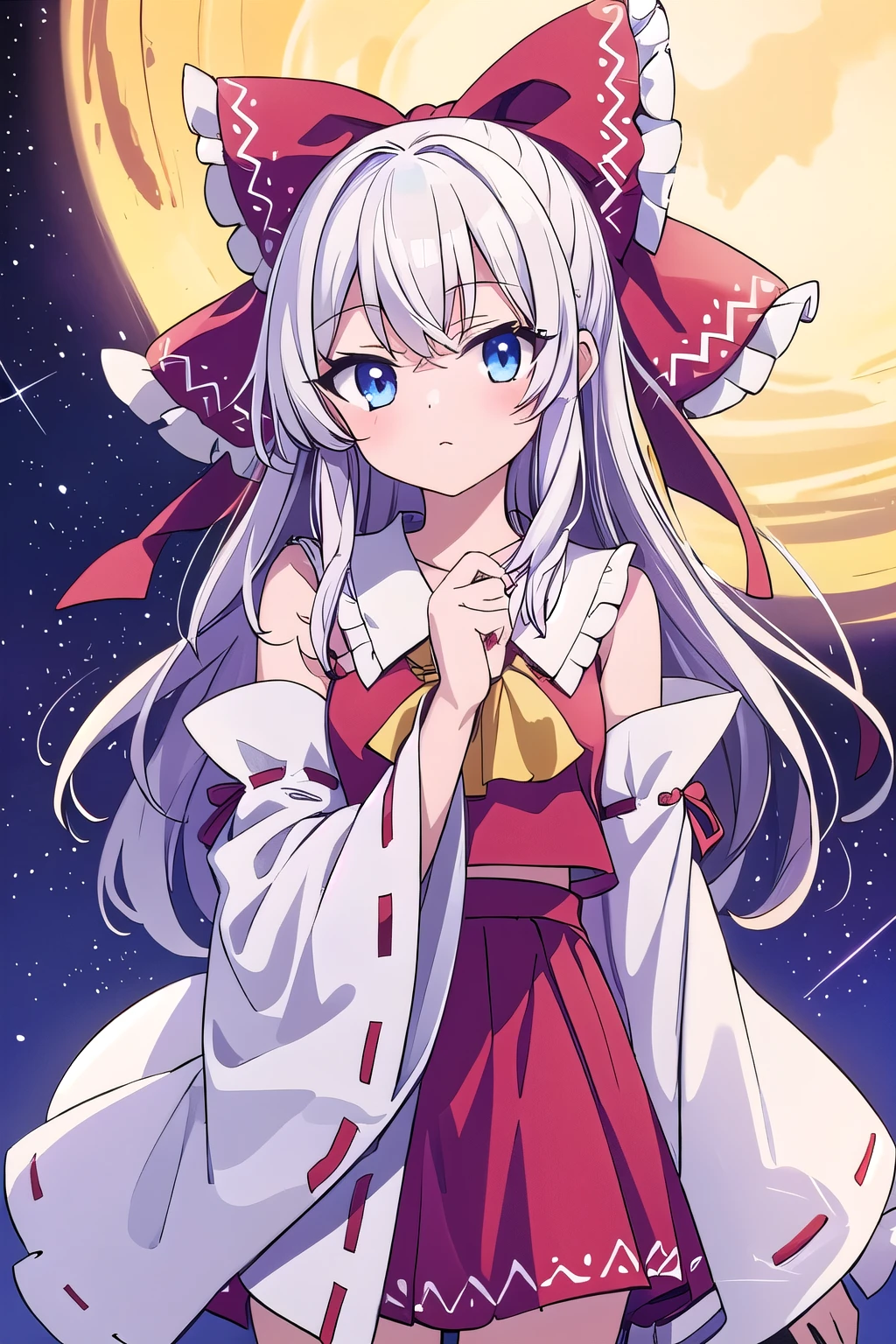 Kirisame Marisa, Hakurei Reimu, 1GirlTag, long hair, stars, milky way, white hair