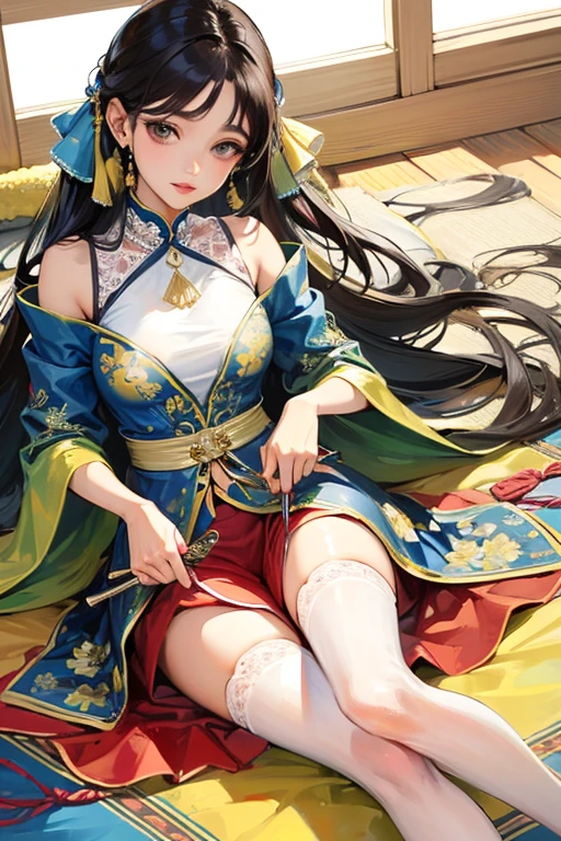 Wanita cantik, berambut paniang, payudara besar, puting selai, pusar, transparan, kaki di angkat satu, hyper quality, basah realistic detail