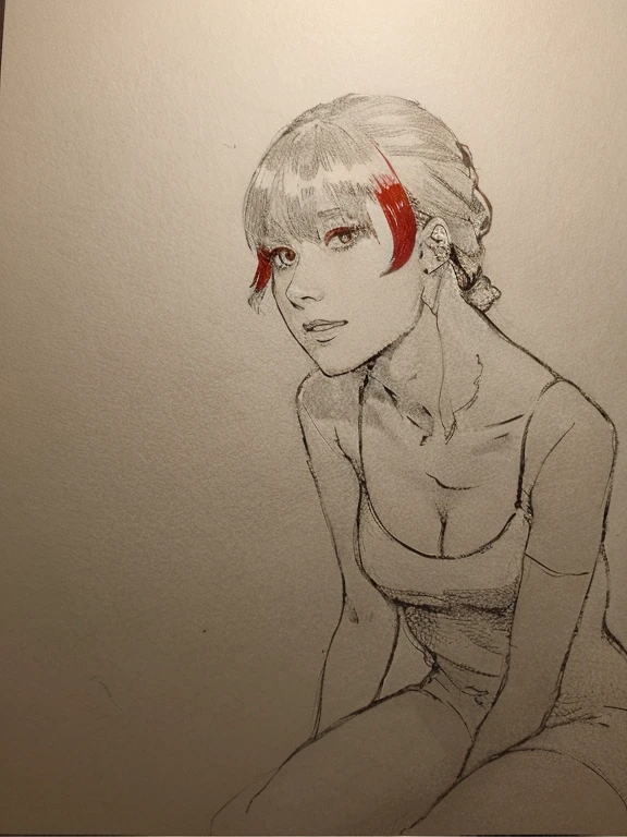 an anime girl,,orange eyes,High quality anime pictures,white skin,housewife