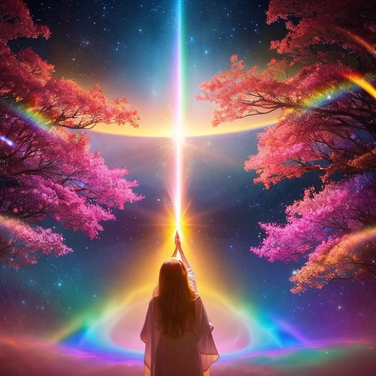 pillar of light from heaven、pouring light、beautiful fantastic scenery、Enveloped in light、surrounded by great love、Heals emotional wounds and brings joy to life、most wonderful、spiritual、beautiful pink universe、brilliance of the soul、eternal life、rainbow of seven colors、sacred ritual、shine、newly born、make a spell、best fantasy、Rainbow Dragon、Beautiful Earth、A beautiful world full of joy、Rainbow、光りshine、very happy、so beautiful、full of love、soul rejoices、full of brilliance、Absolutely beautiful、Supremely mysterious、A world where angels dance