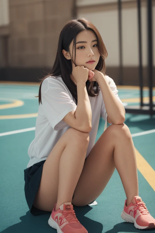 Physical education sitting, beauty legs