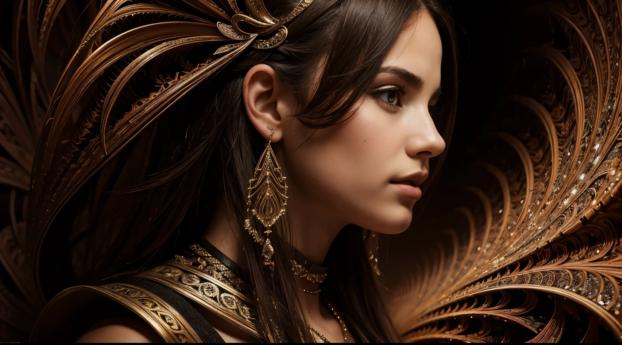 (masterpiece, top quality, best quality, official art, beautiful and aesthetic:1.2), (1girl), extreme detailed,(Background(fractal art:1.3)), colorful, highest detailed darker red color palette