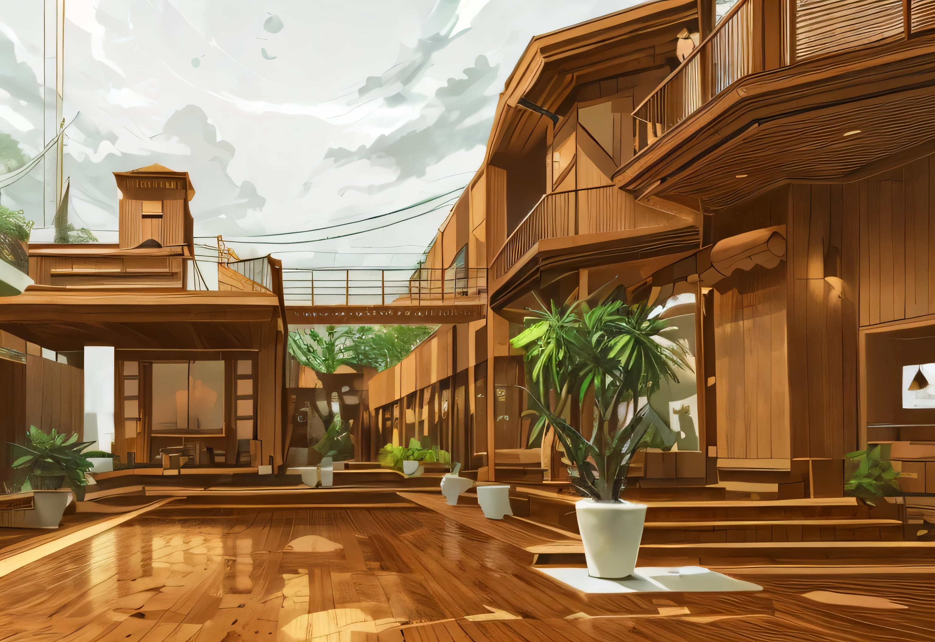 floor of refrence image changed into wooden tiles