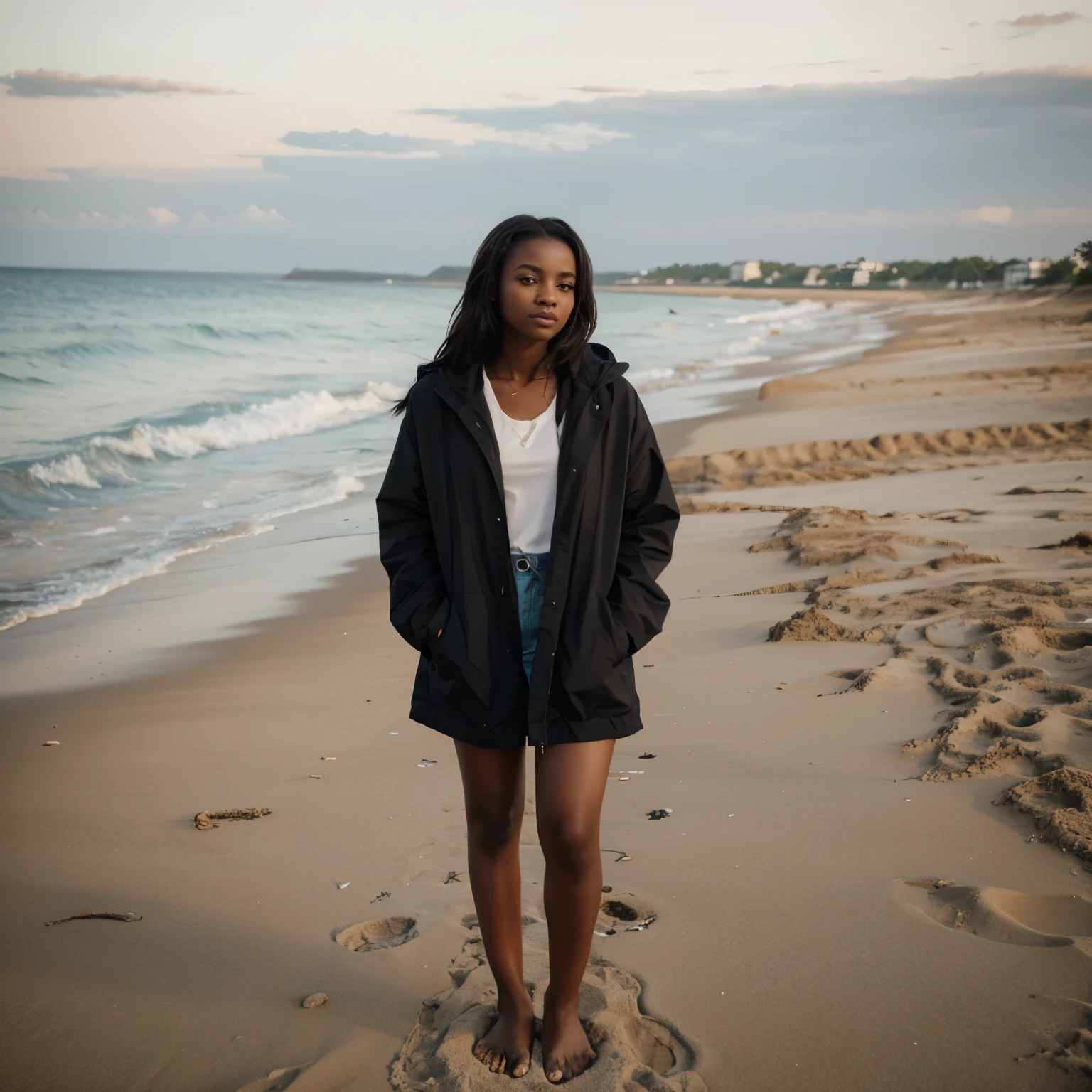 Black girl standing on the beach