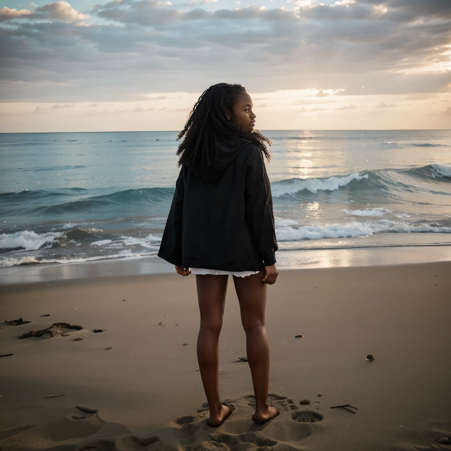 Black girl standing on the beach