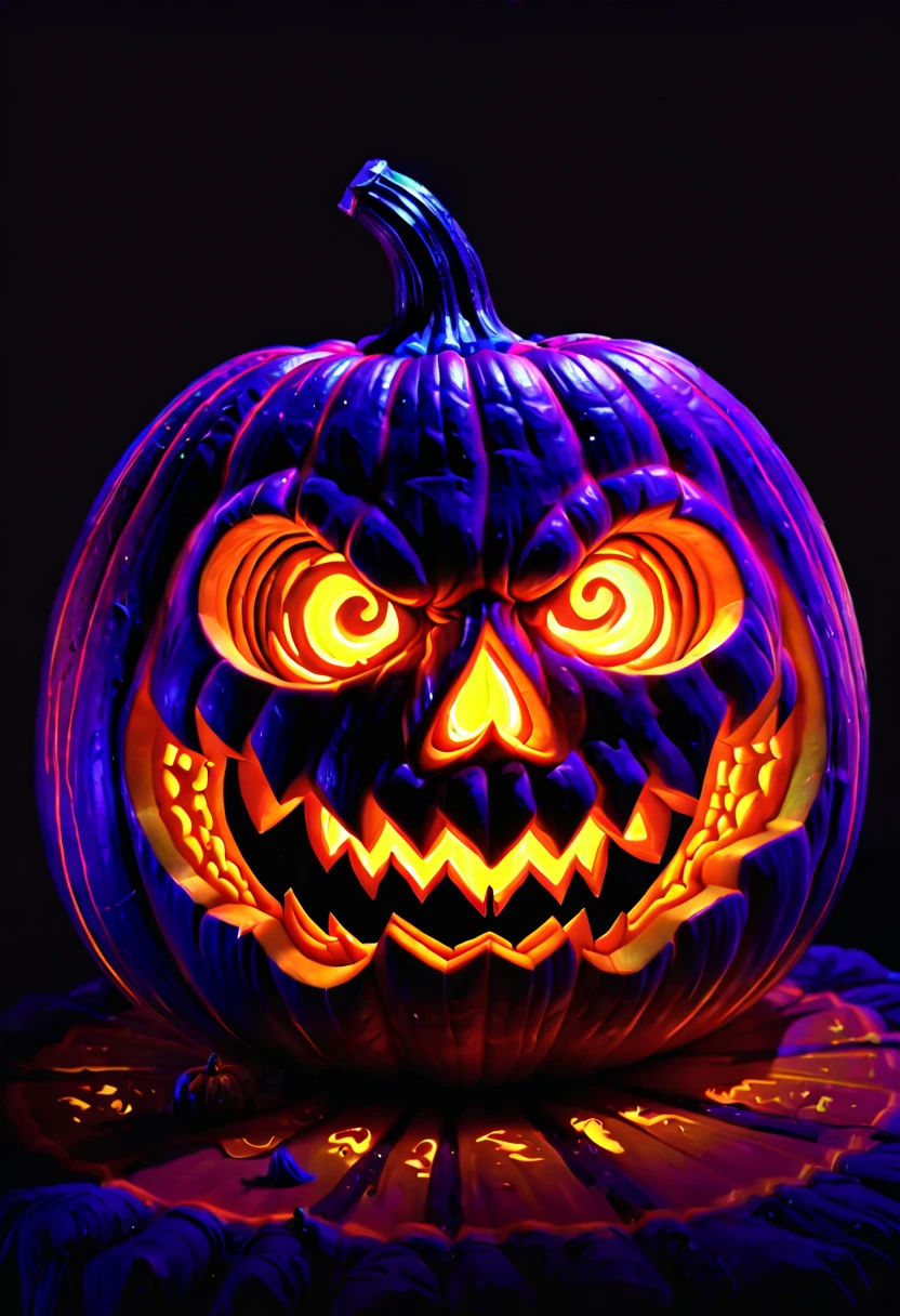 Pumpkin Carving design style, dynamic illustration by Qi Baishi and Chen Longque and Chen Dingbo Carved on Pumpkin, octane render, (best quality, masterpiece, Representative work, official art, Professional, 8k:1.3)