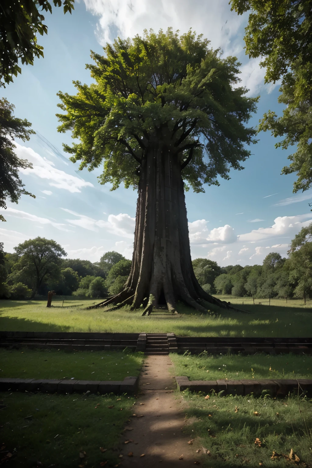A grand old tree in the middle of a lush forest
_its leaves changing colors and falling off_
symbolizing the passage of time_In the background_
the ruins of an ancient civilization are being reclaimed by nature_
further emphasizing the transient nature of all things_
The sky a mix of day and night, representing the endless cycle of time_
The overall tone serene yet poignant_capturing the beauty in the impermanence of life