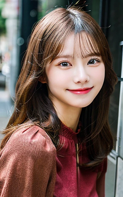 matured female , best quality, hires, detailed face , blouse , smile、全身