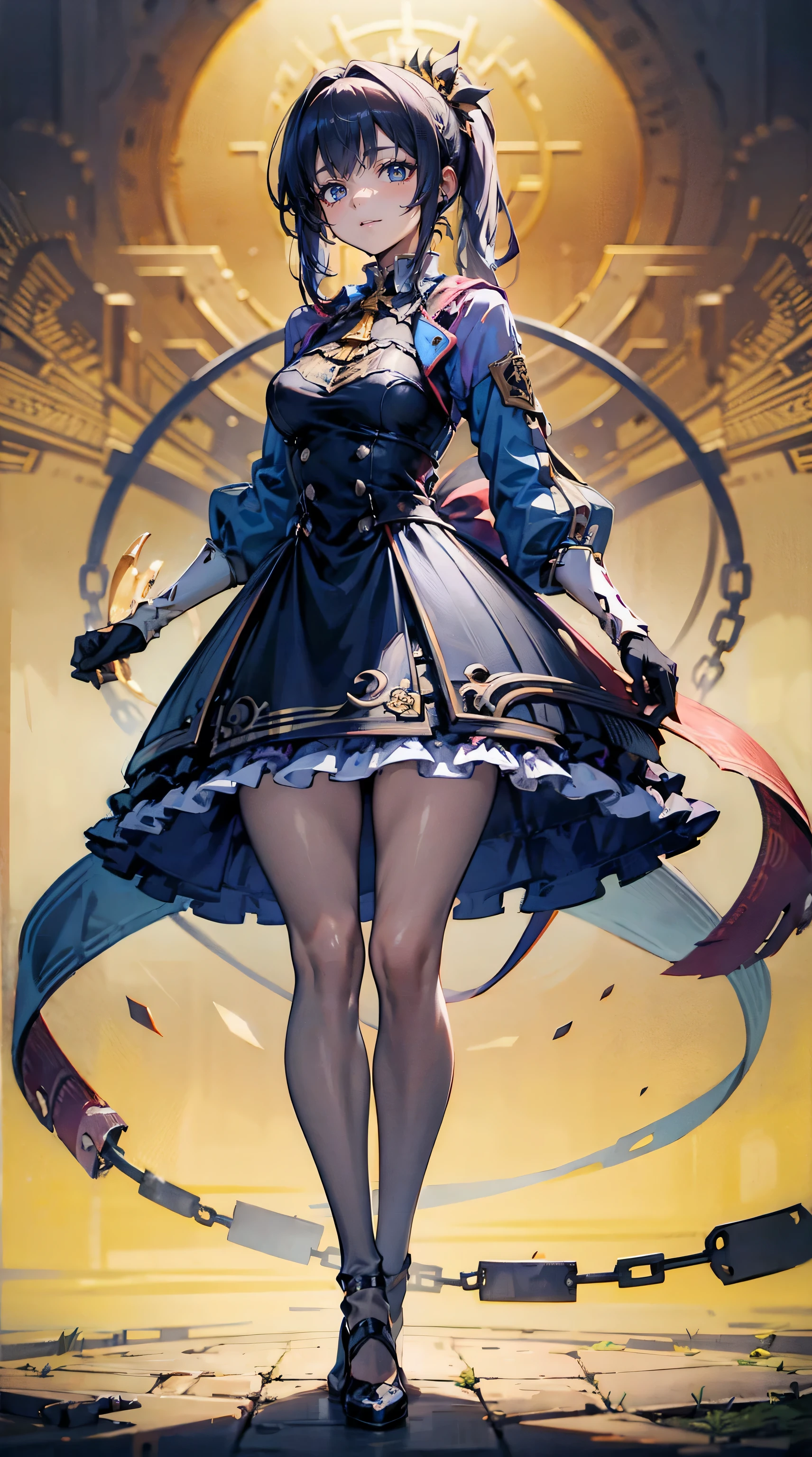 (((((middle age woman))))), masterpiece, ultra detailed, 8k portrait, RAW photo, portrait photography, highly detailed face, ((Fantasy)), 1 woman, (((short woman))), (((sorcerer))), (((((nervous expression))))), (((spread legs and standing))), (((Error-filled face))), 33 years old, (((slutty woman))), (((((pee odor))))), (((bad smell))), (((blacked small eyes))), (((long straight black hair))), (((low ponytail))), (((hide face with long sideburns))), large earrings, (((white skin color))), (((((Dull blue ultra fit puffy sleeve one-piece dress and micro flare skirt))))), chest pocket, (((black silk cloak))), (((little waist hip pouch))), (((leather boots))))), (((equip a long wood rod))), Midday Sun, hyper realistic, ((((flat chest)))), (((thick thighs))), Long legs, in the medieval adventurer's guild, Ambient lighting, Shadow details , Camera focus on thigh, strong breeze, Light fog