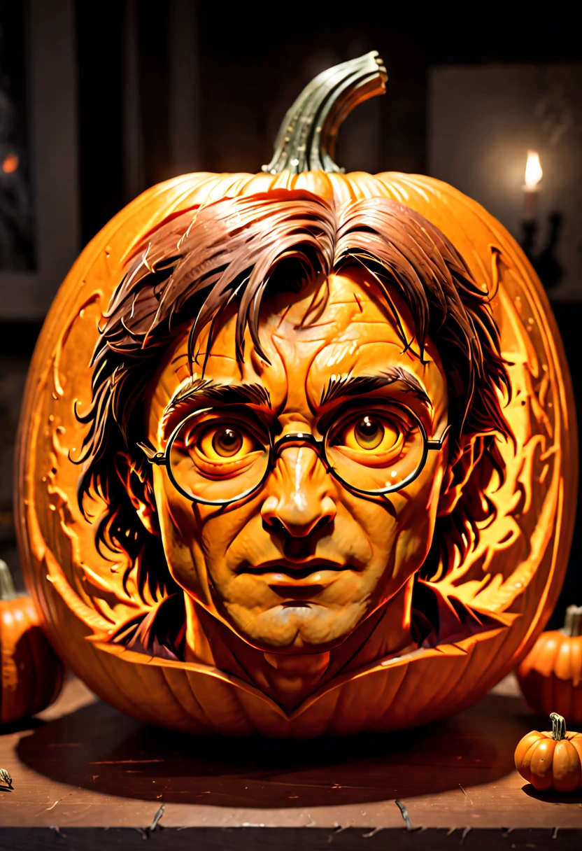 "NARUTO" carved out of a pumpkin, clean lines, ambient light, octane render, (best quality, masterpiece, Representative work, official art, Professional, 8k:1.3)