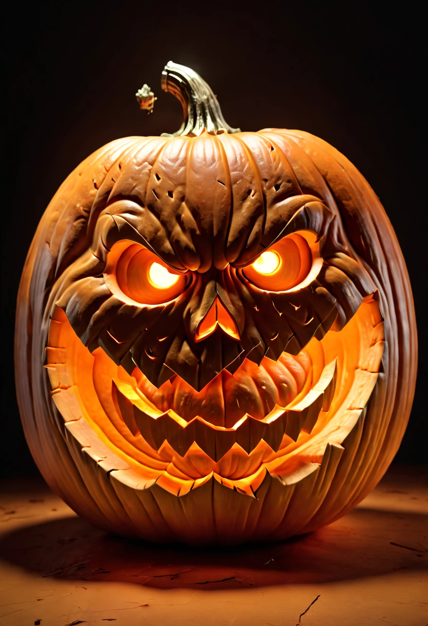 "BLEACH" carved out of a pumpkin, clean lines, ambient light, octane render, (best quality, masterpiece, Representative work, official art, Professional, 8k:1.3)