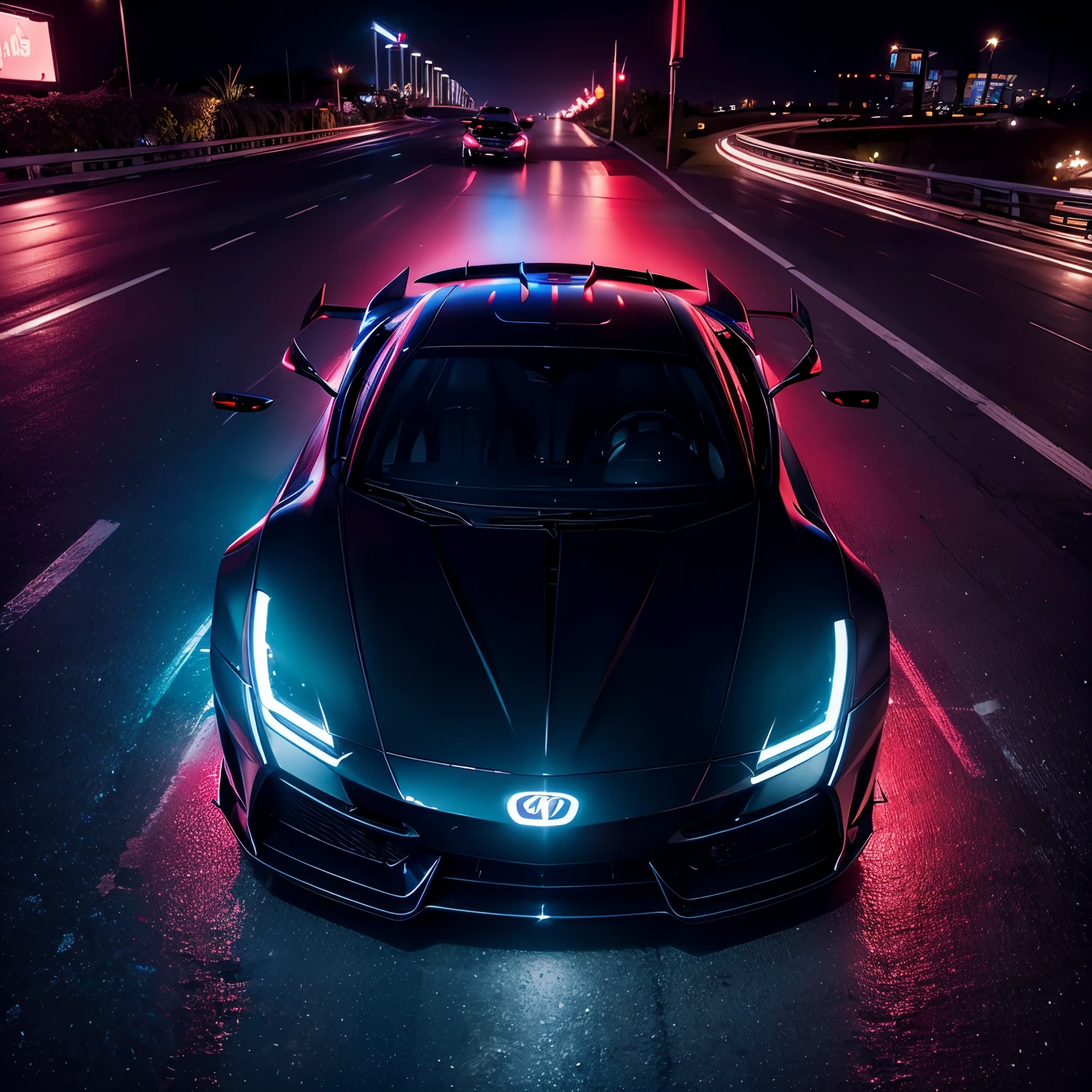 NSFW tall beautiful supercar night view neon