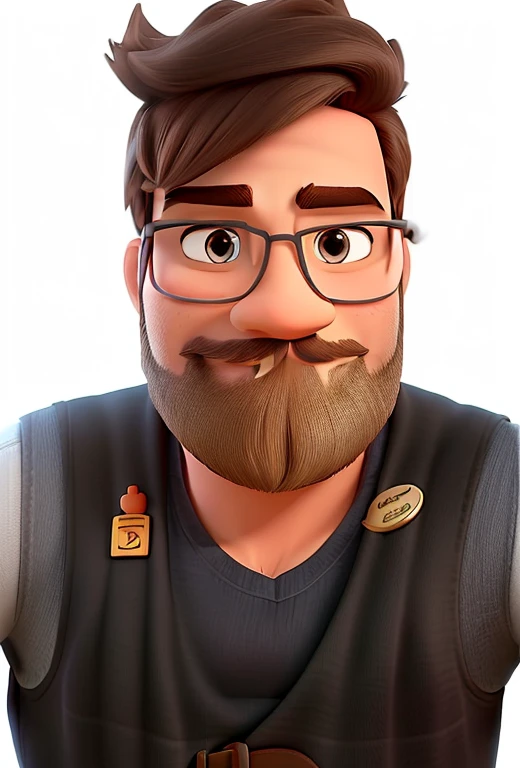 Um homem branco com barba, estilo disney pixar, alta qualidade, melhor qualidade