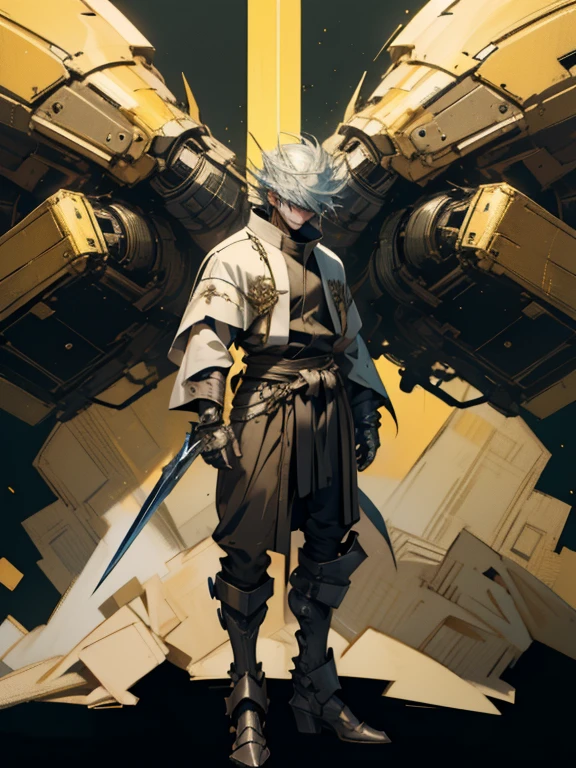 (masterpiece, best quality:1.3),full body, whole body, head to toe, extremely high detailed, intricate, 8k, HDR, wallpaper, cinematic lighting, large sword, glowing, glowing eyes, mecha, realistic,