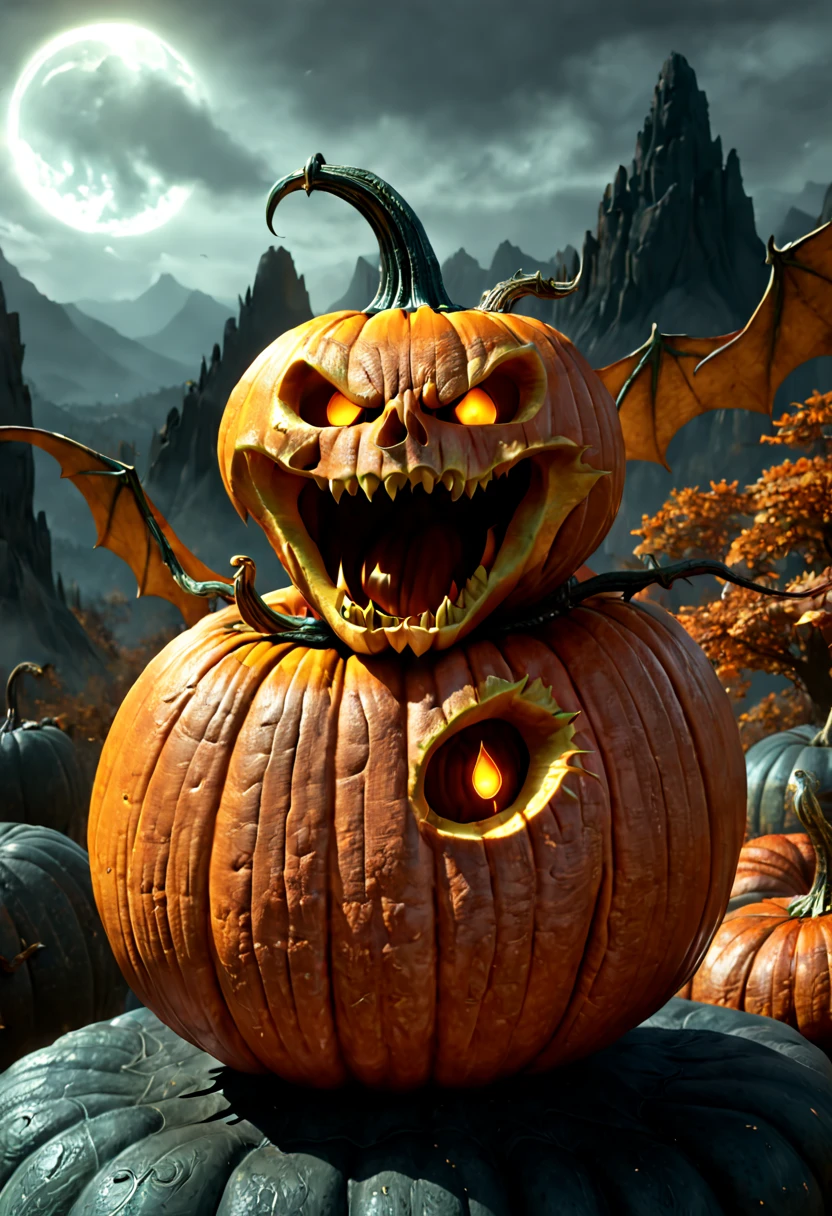 pumpkin of Eragon, octane render, (best quality, masterpiece, Representative work, official art, Professional, 8k:1.3)