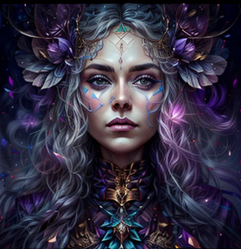 Woman in violet coloe pyramid