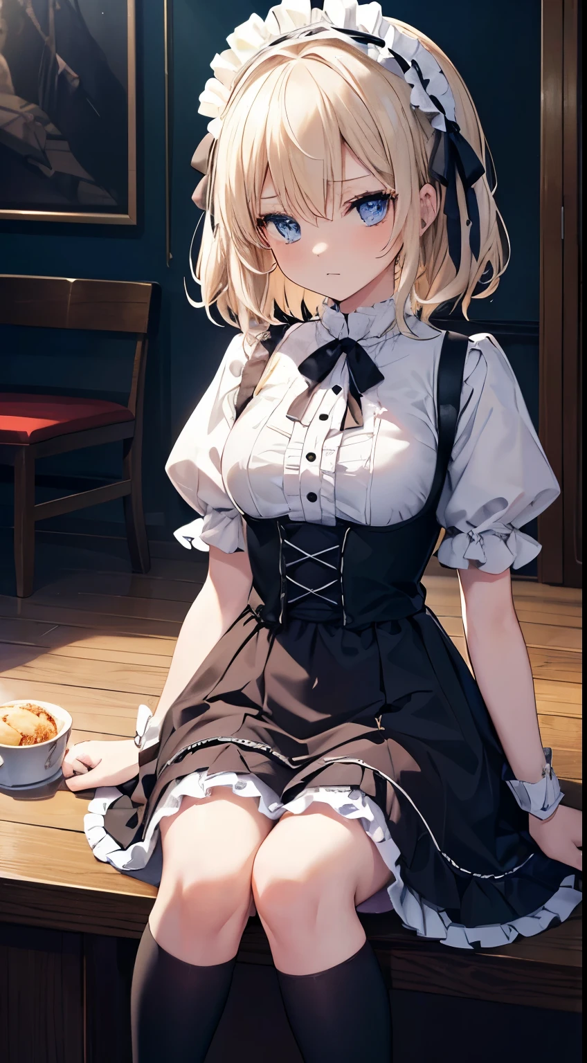(((maikurobikini,)))(masutepiece, Best Quality:1.2), 8K, 85 mm, Official art, Raw photo, absurderes, Platinum Blonde Hair, (Blue eyes, Lolita Fashion, sweetlolita, Gothic, Dress:1.2), Idol face, Upper body, Beautiful Girl, gardeniass, Copenhagen, Short sleeve, Elegance, Sophisticated, gardenia, Looking at Viewer, Film grain, chromatic abberation, Sharp Focus, face lights, Dynamic lighting, Cinematic lighting, embarassed expression, 、Beautiful and perfect legs, Clean and perfect hands
