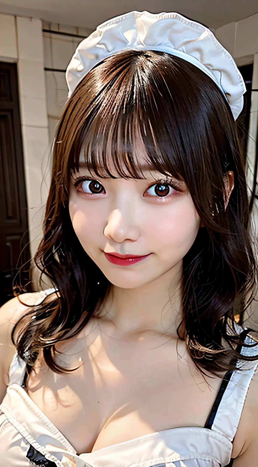 Maids,(8K, Raw photo:1.2)Detailed face and eyes,Best Quality, 超A high resolution, Highly detailed ,intricate detailes ,masutepiece ,Cute Girl , Soft cinematic light, Hyper-detailing,Sharp Focus, High quality,tits out, short hair