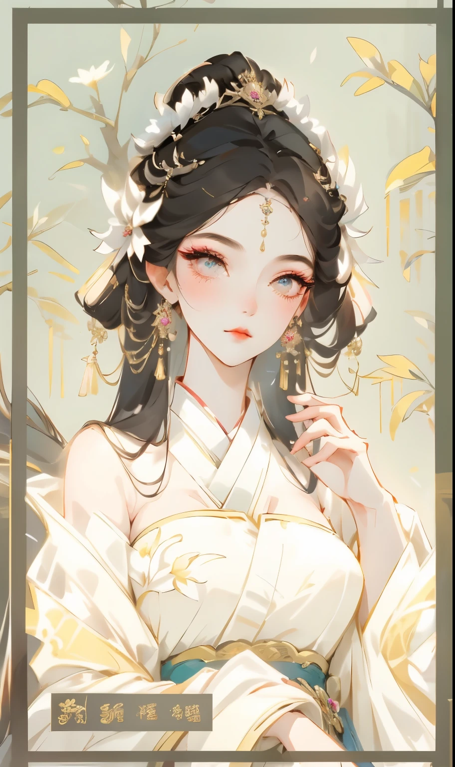 Close-up of a woman wearing a skirt and headsca beautiful fantasy domineering character painting, beautiful fantasy queen, palace ， A girl wearing Hanfu, Inspired by Qiu Ying, guweiz, guweiz style artwork, ancient chinese princess, Inspired by Lan Ying, Inspired by Du Qiong