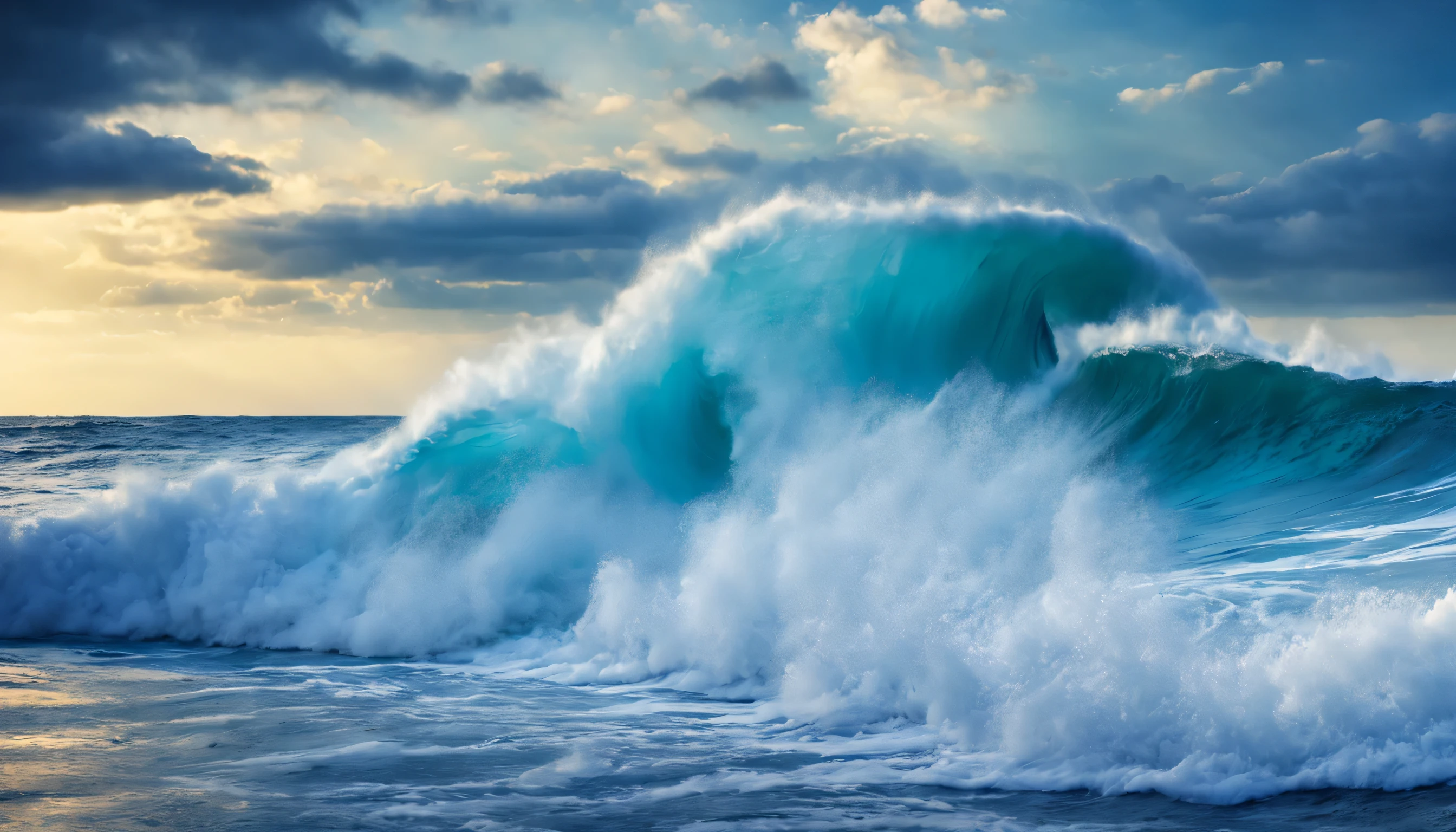 arafed view of a blue ocean with blue waves crashing, chaotic sea setting, breathtaking composition, beautiful sea landscapes, stunning ocean, magnificent background, beautiful background, beautiful dreamy breathtaking, beautiful blue ocean