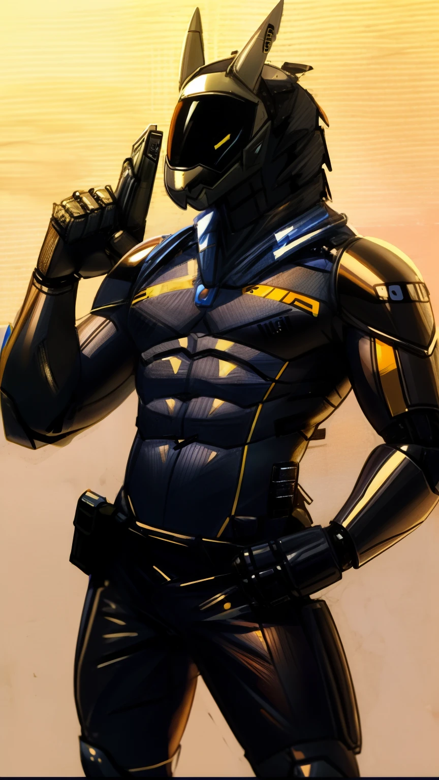 robot, synth (vader-san), police, robot police, robot sheriff, future, The Gun of the Future, gun holding pose