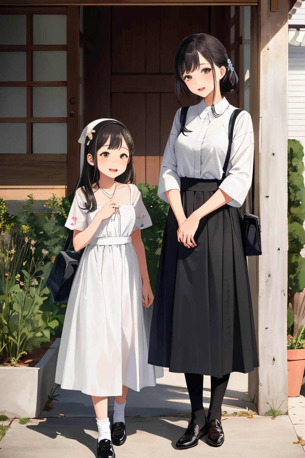 Illustration of a stylish Korean housewife and her