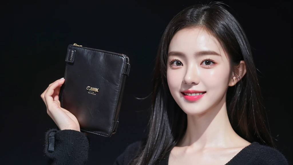 hyper-realistic,8K,ultra high definition,High school girl ,Smile,fashion clothing,Industrial style background,background black background,Realistic skin texture,film lighting、Ray tracing,Canon、f/2.8、16k、high resolution,precise,blur