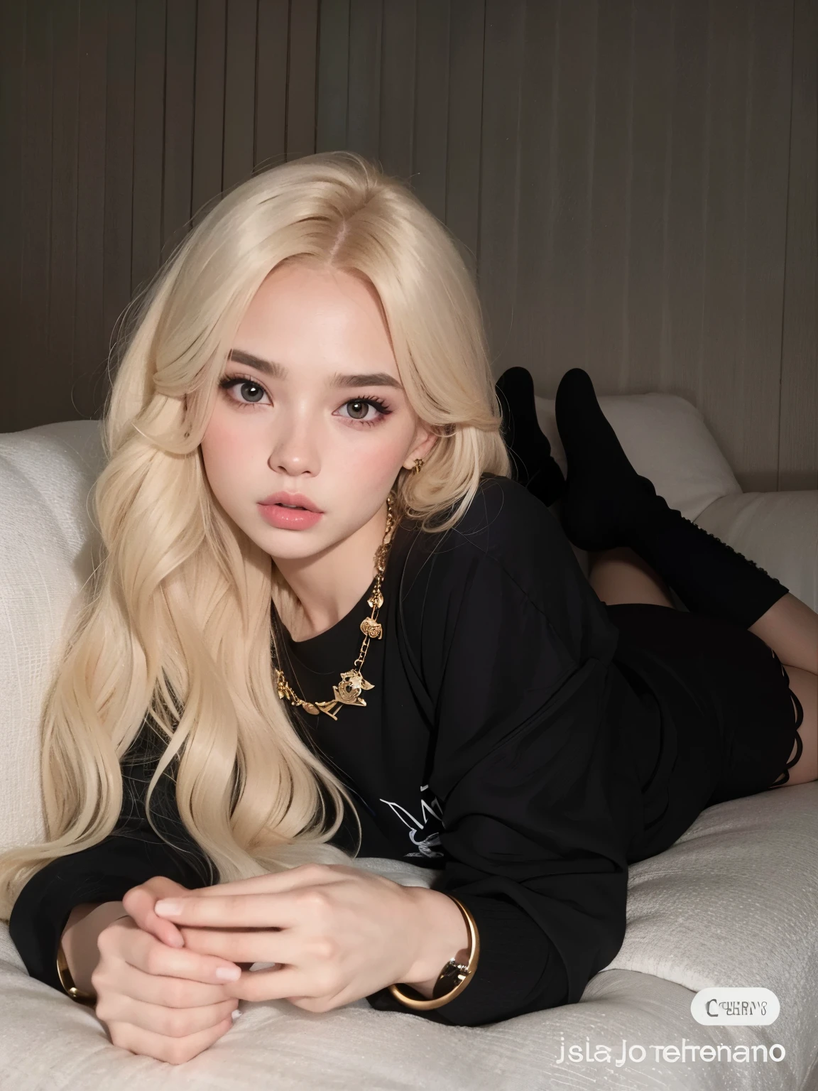 Blonde woman with long hair lying on a couch with a glass of wine, ava max, Retrato de Jossi do Blackpink, cabelo loiro muito claro, cabelo loiro extremamente claro, retrato de Kim Petras, parque roseanne de blackpink, Ela tem cabelo loiro, com longos cabelos loiros, uma garota com cabelo loiro, o cabelo dela branco, garota de cabelos brancos perfeita